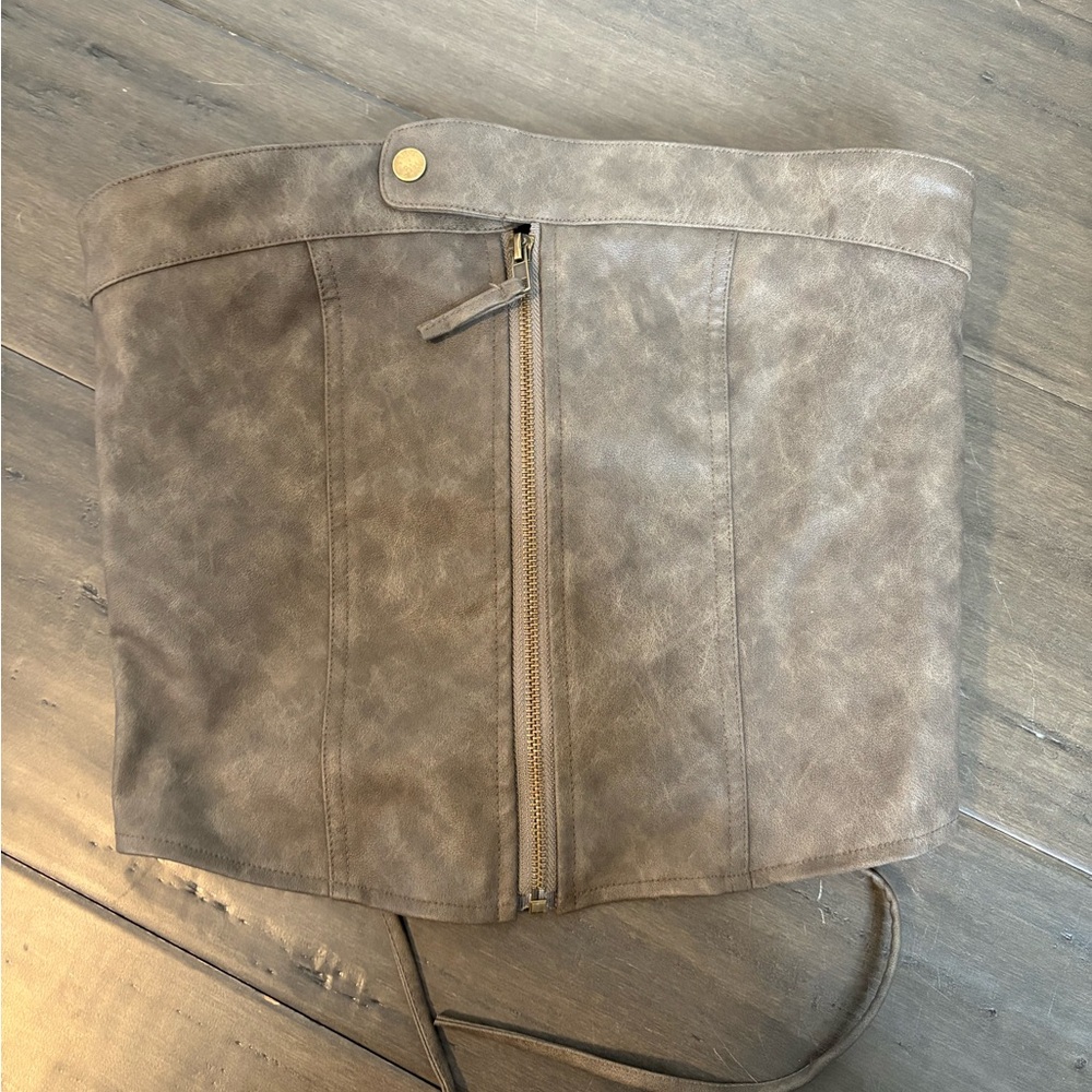 Edikted Tan Faux Leather Corset